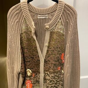 Anthropology floral Camo Bomber sweater